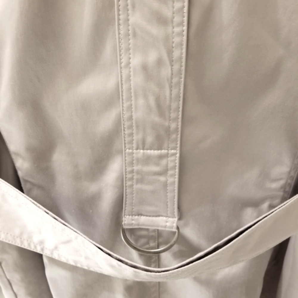 23rd St. Buttonfront Sateen Trench Coat in Light Gray Sz Small - Picture 7 of 10